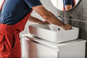 Как установить умывальник с тумбой